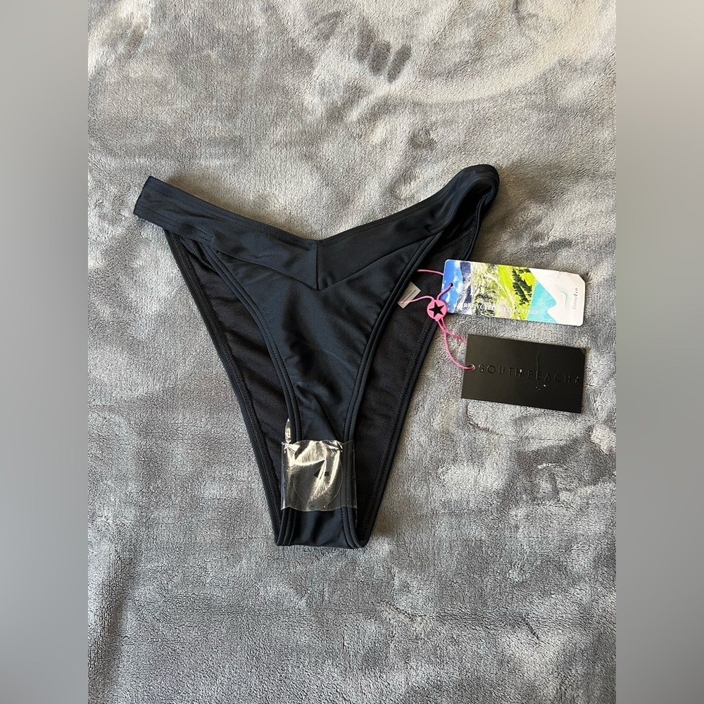 South Beach High Waisted Black Bikini Bottom, size US 2, NWT